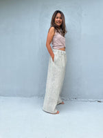 Tala Wide Leg Cotton Pants in Cream and Gray Stripes-VC-19-40-Mala Handworks