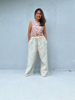 Tala Cream and Silver Striped Pants front view