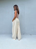 Tala Wide Leg Cotton Pants in Cream Stripes-VC-15-40-Mala Handworks
