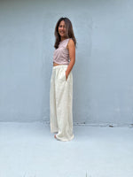 Tala Wide Leg Cotton Pants in Cream Stripes-VC-15-40-Mala Handworks