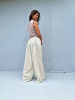 Tala Wide Leg Cotton Pants in Cream Stripes-VC-15-40-Mala Handworks
