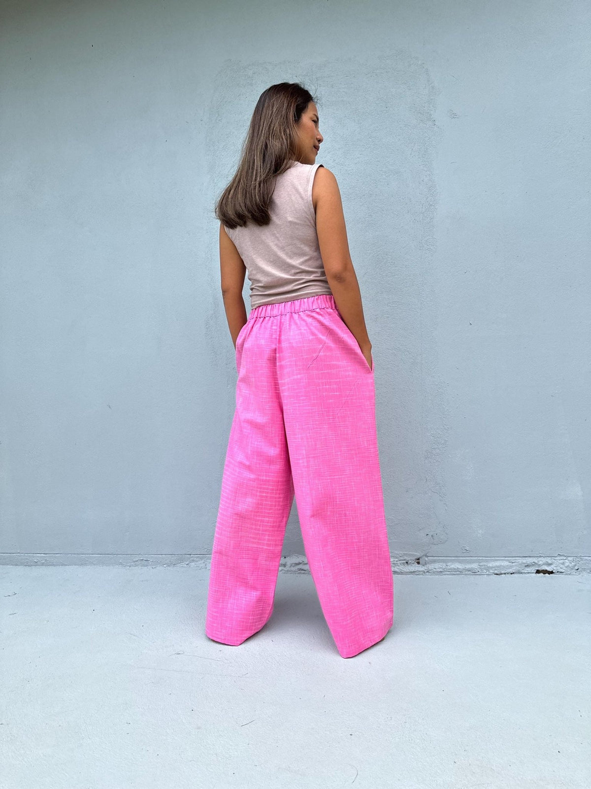 Tala Wide Leg Cotton Pants in Fuchsia-VC-14-40-Mala Handworks
