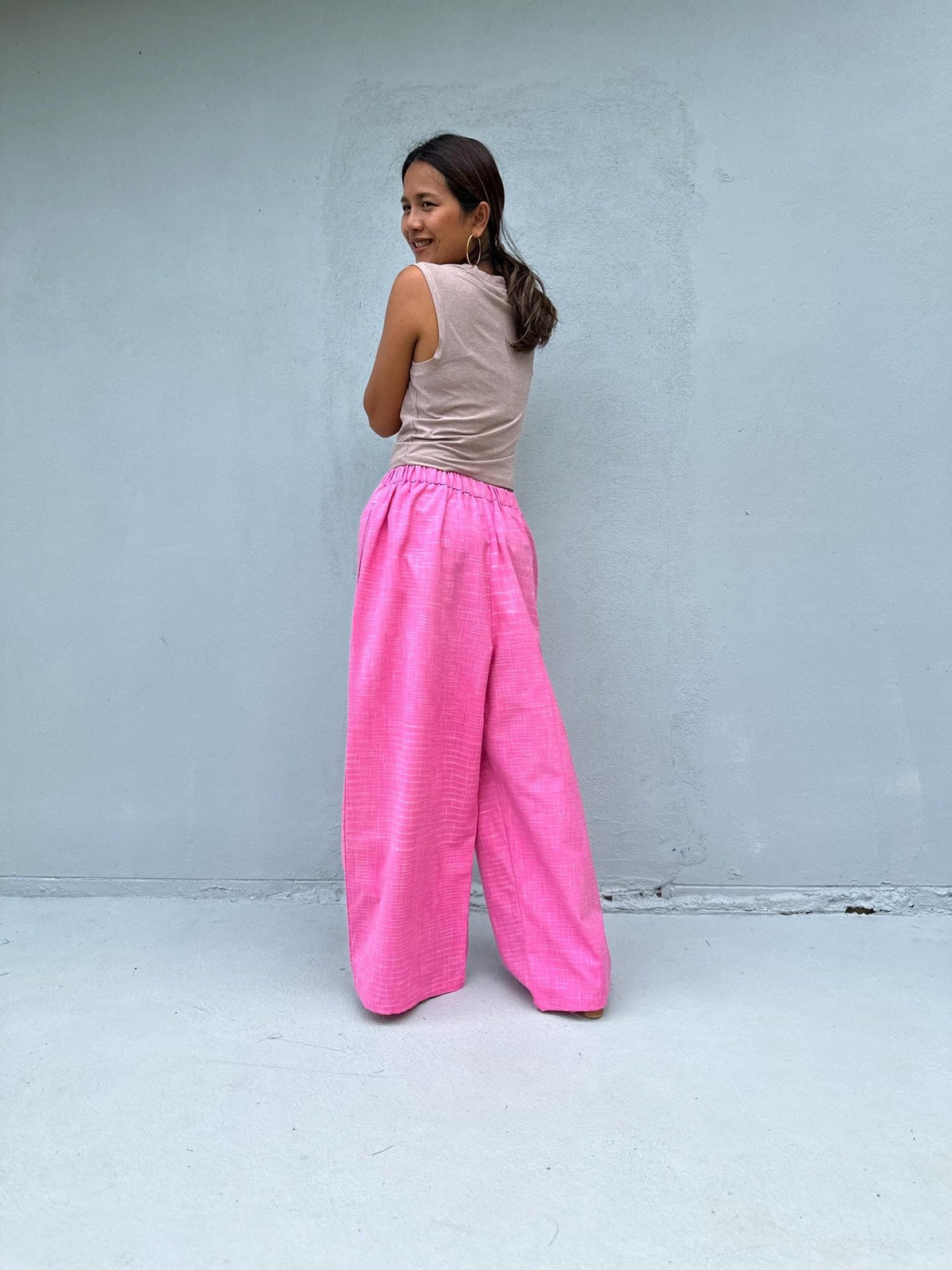 Tala Wide Leg Cotton Pants in Fuchsia-VC-14-40-Mala Handworks