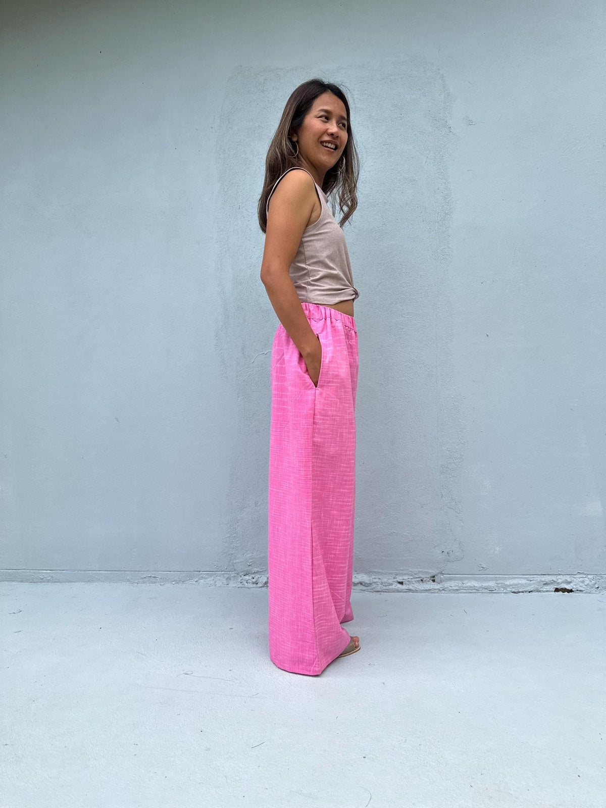 Tala Wide Leg Cotton Pants in Fuchsia-VC-14-40-Mala Handworks