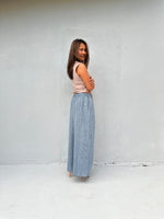 Tala Wide Leg Cotton Pants in Mist Stripes-VC-7-38-Mala Handworks