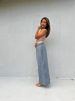 Tala Wide Leg Cotton Pants in Mist Stripes-VC-7-38-Mala Handworks