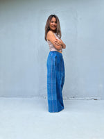 Tala Wide Leg Cotton Pants in Sapphire Stripes-VC-5-40-Mala Handworks
