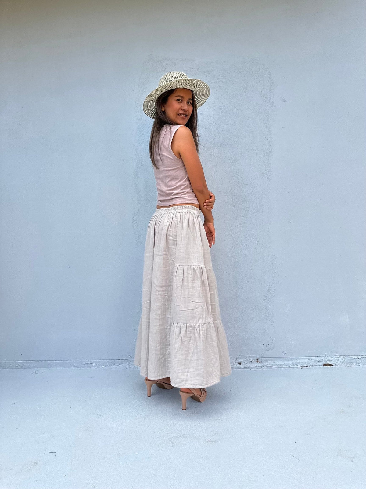 Tala Wide Leg Cotton Pants in Tan-VC-23-36-Mala Handworks