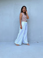 Tala Wide Leg Cotton Pants in White Stripes-VC-6-40-Mala Handworks