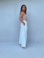 Tala Wide Leg Cotton Pants in White Stripes-VC-6-40-Mala Handworks