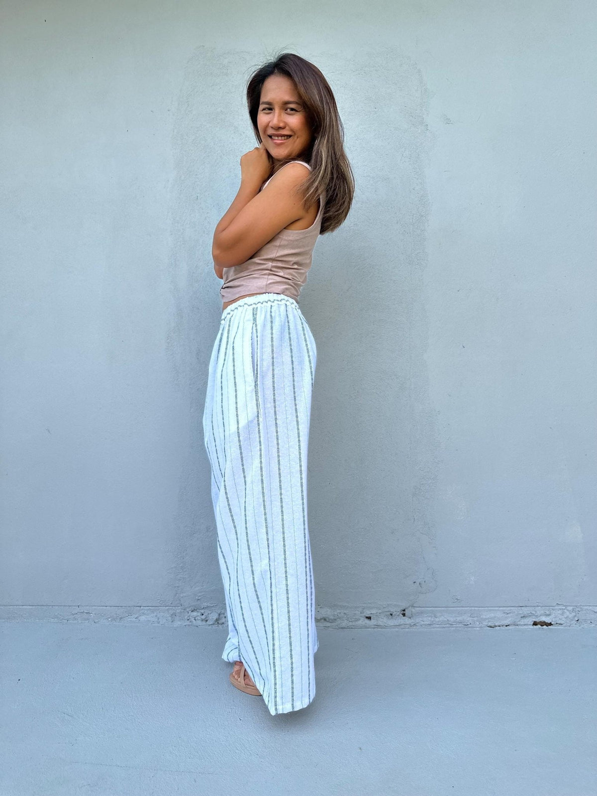 Tala White Striped Pants front view