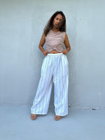 Tala Wide Leg Cotton Pants in White Stripes-VC-6-40-Mala Handworks