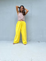 Tala Wide Leg Cotton Pants in Yellow-VC-2-40-Mala Handworks