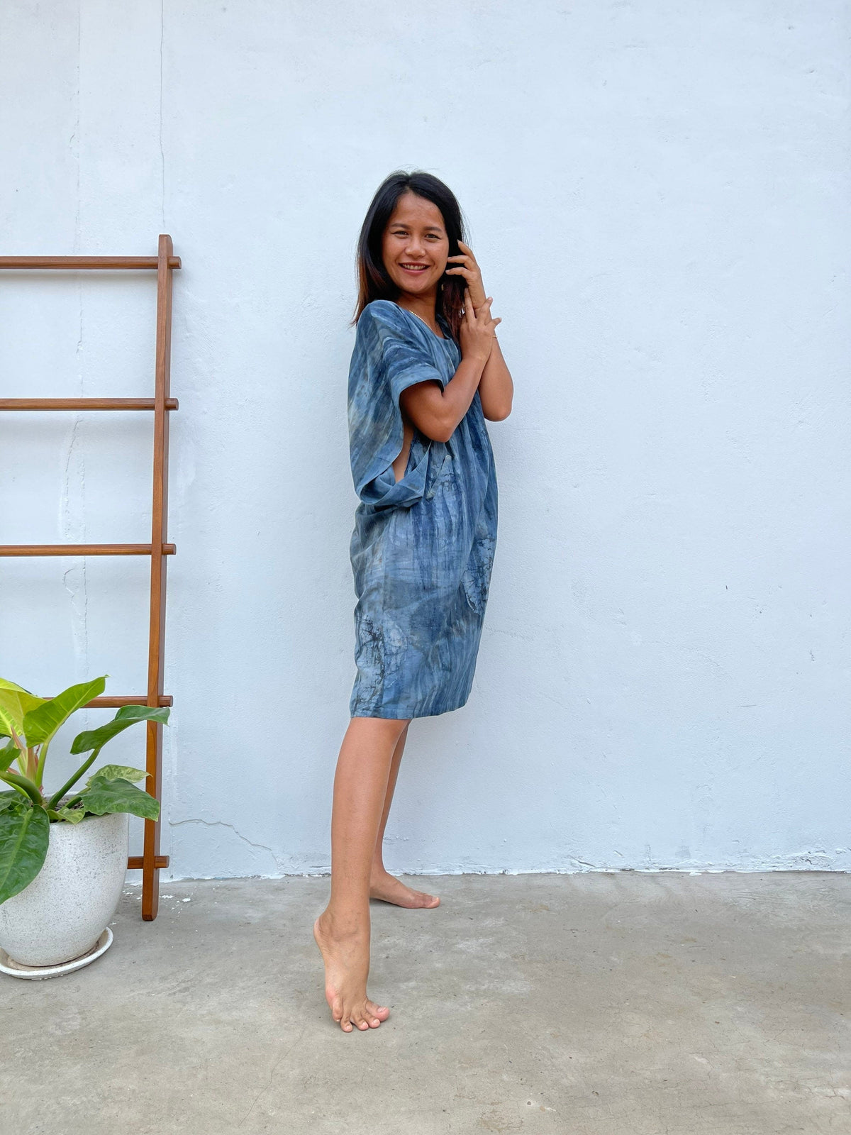 MALA handworks  Uma Hand Painted with Natural Dye Double Gauze Cotton Dress