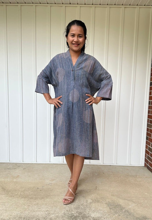 MALA handworks  Uma Hand Painted with Natural Dye Double Gauze Cotton Dress