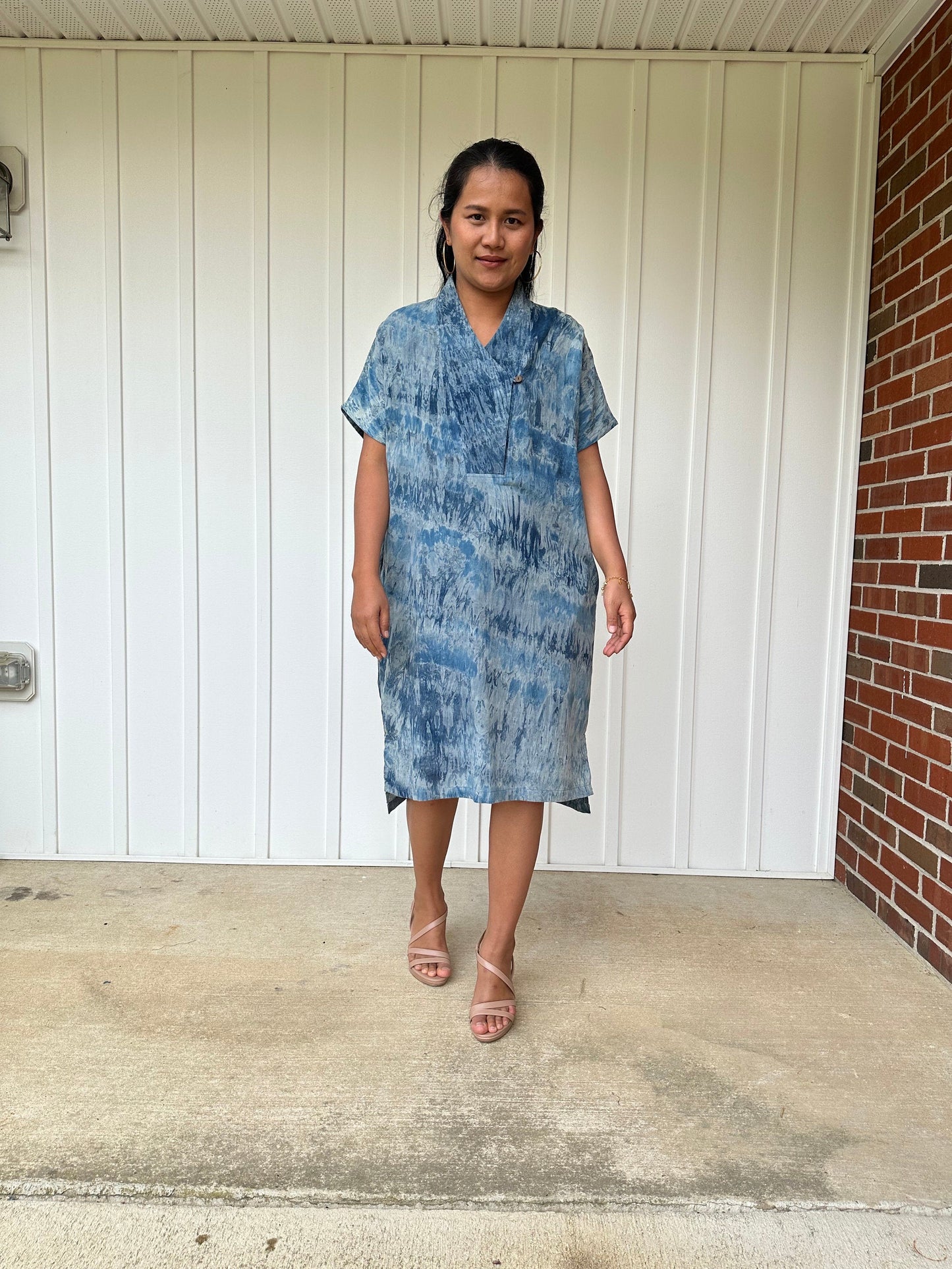 MALA handworks  Uma Hand Painted with Natural Dye Double Gauze Cotton Dress