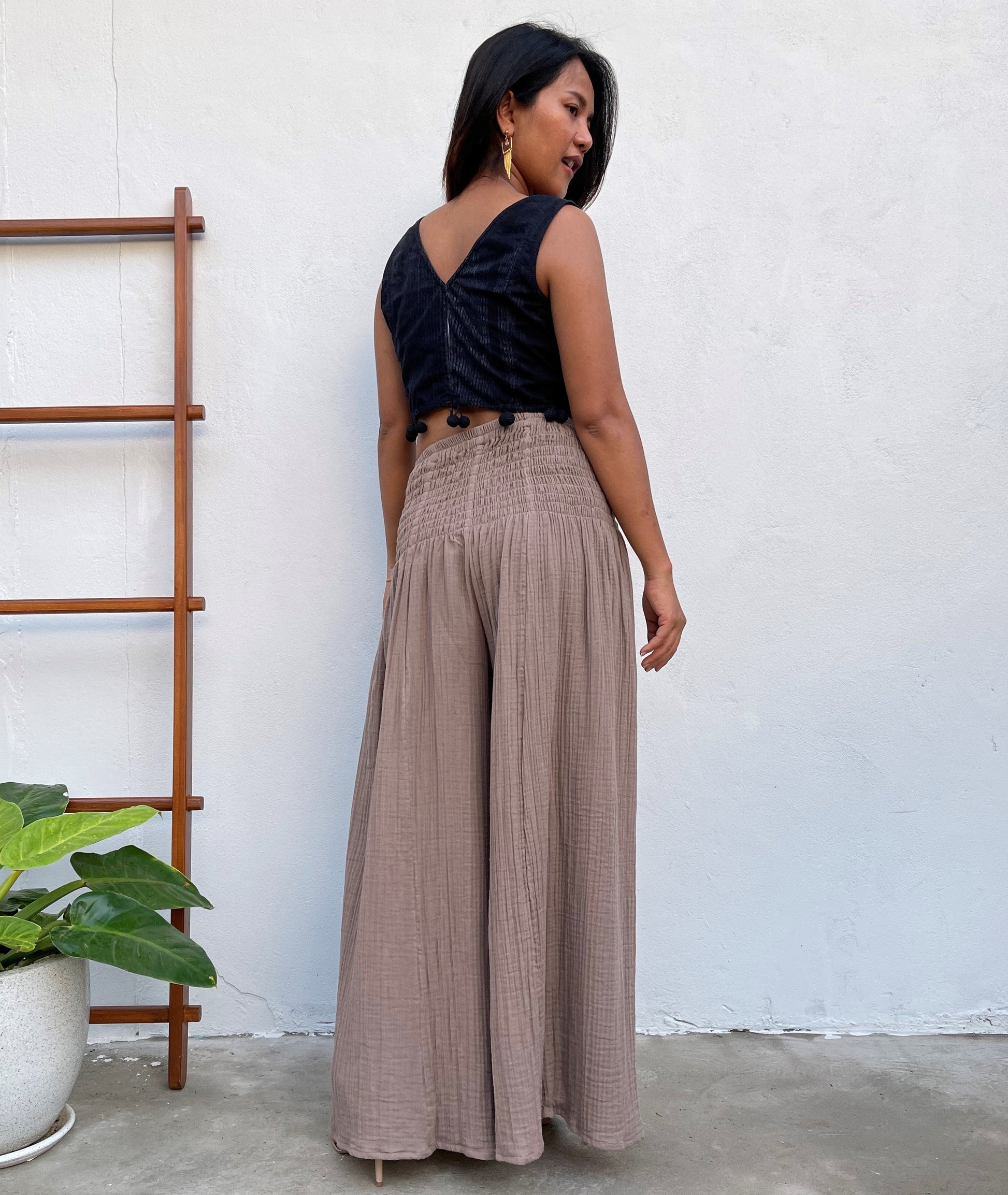 MALA handworks Veda Wide Leg Pants in Earthy Brown