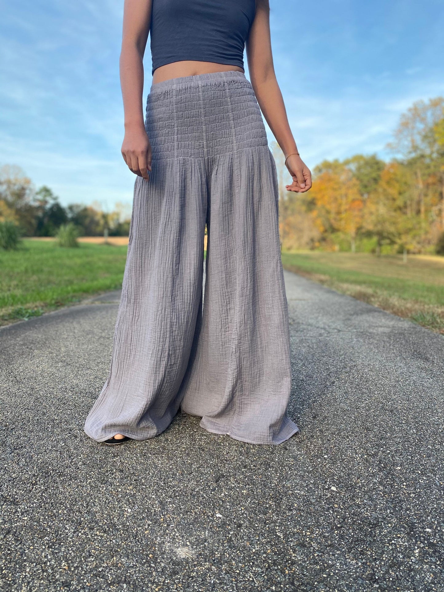 MALA handworks  41 Veda Wide Leg Pants in Earthy Gray