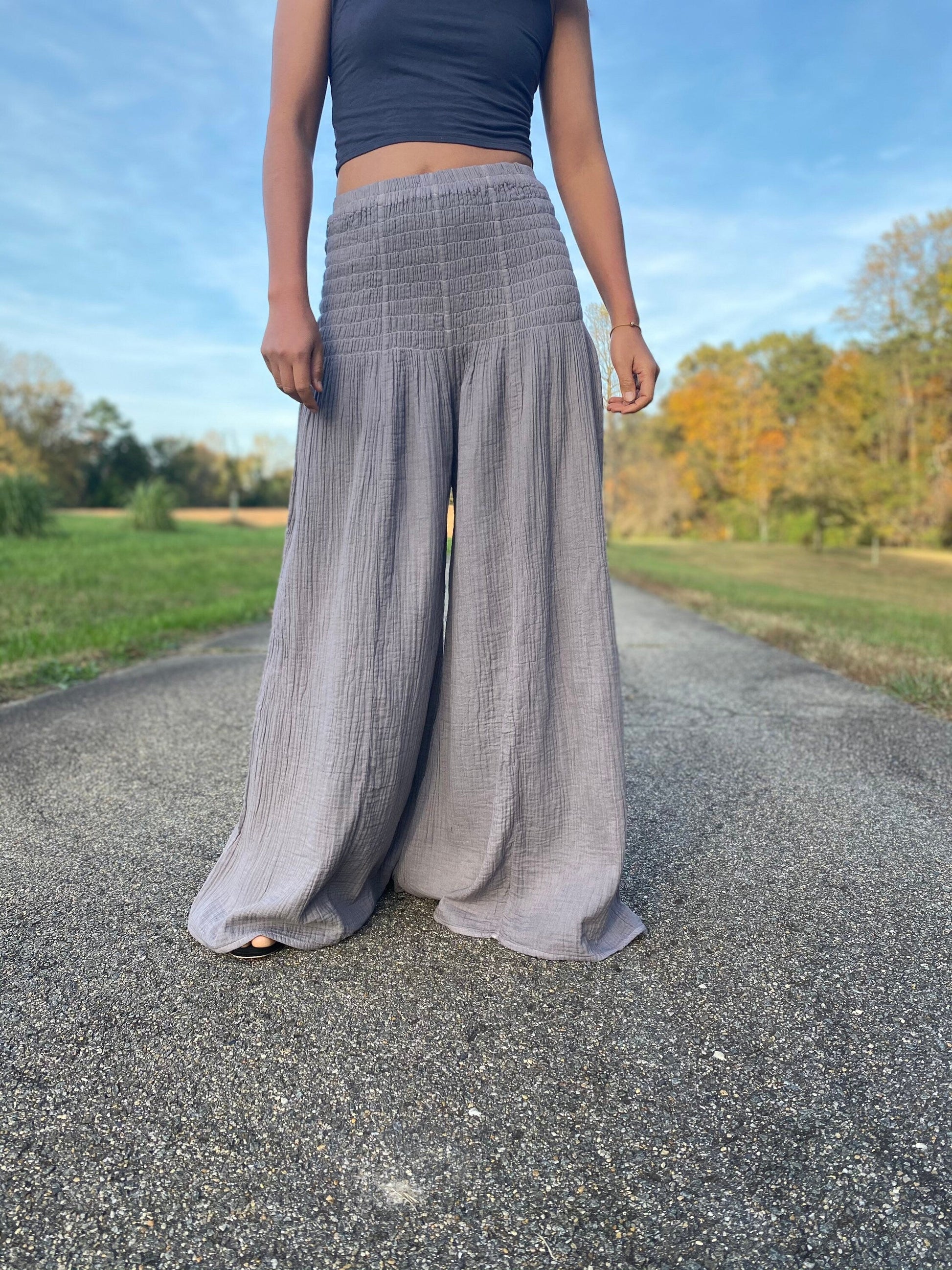 MALA handworks  41 Veda Wide Leg Pants in Earthy Gray