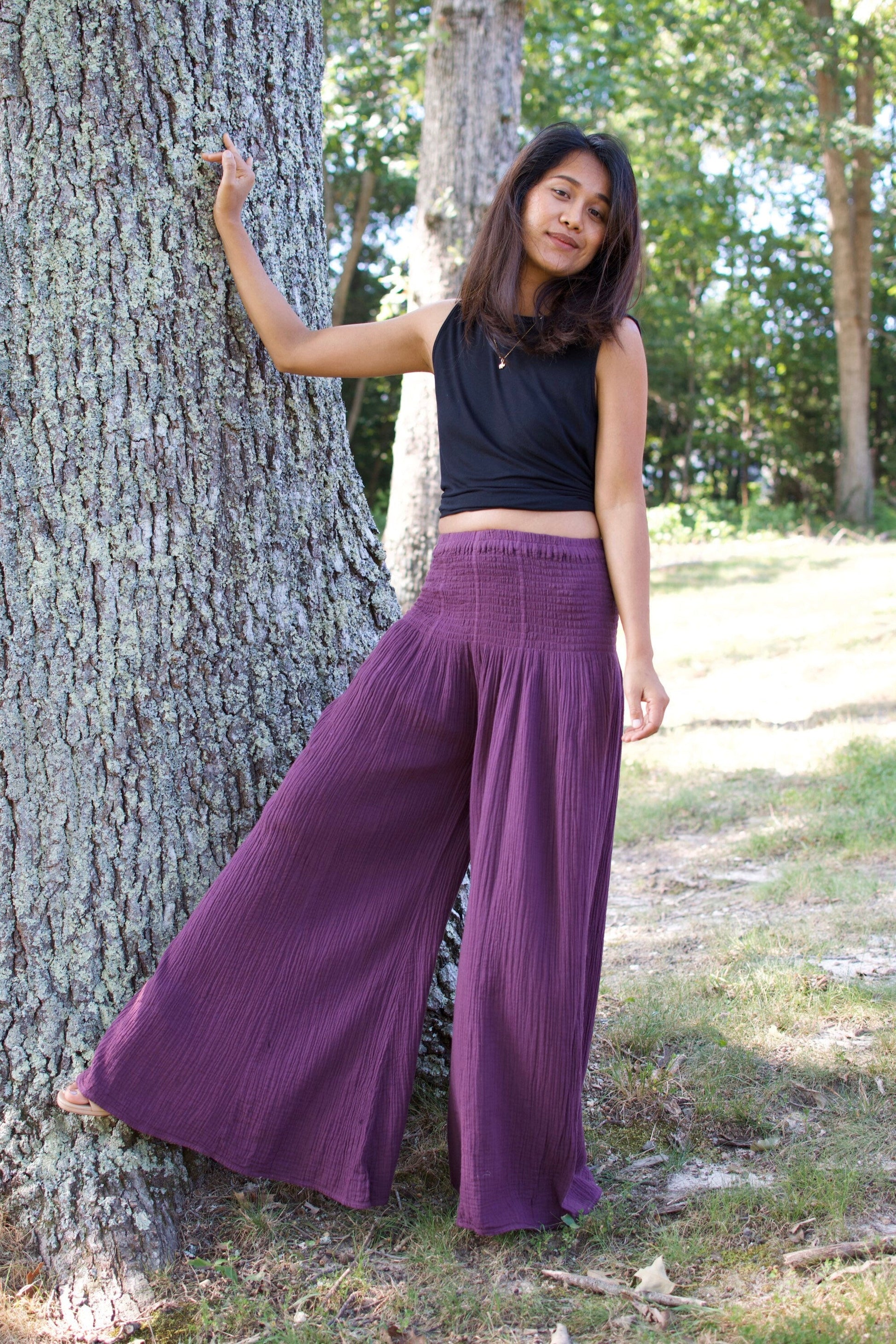 MALA handworks  41 Veda Wide Leg Pants in Eggplant