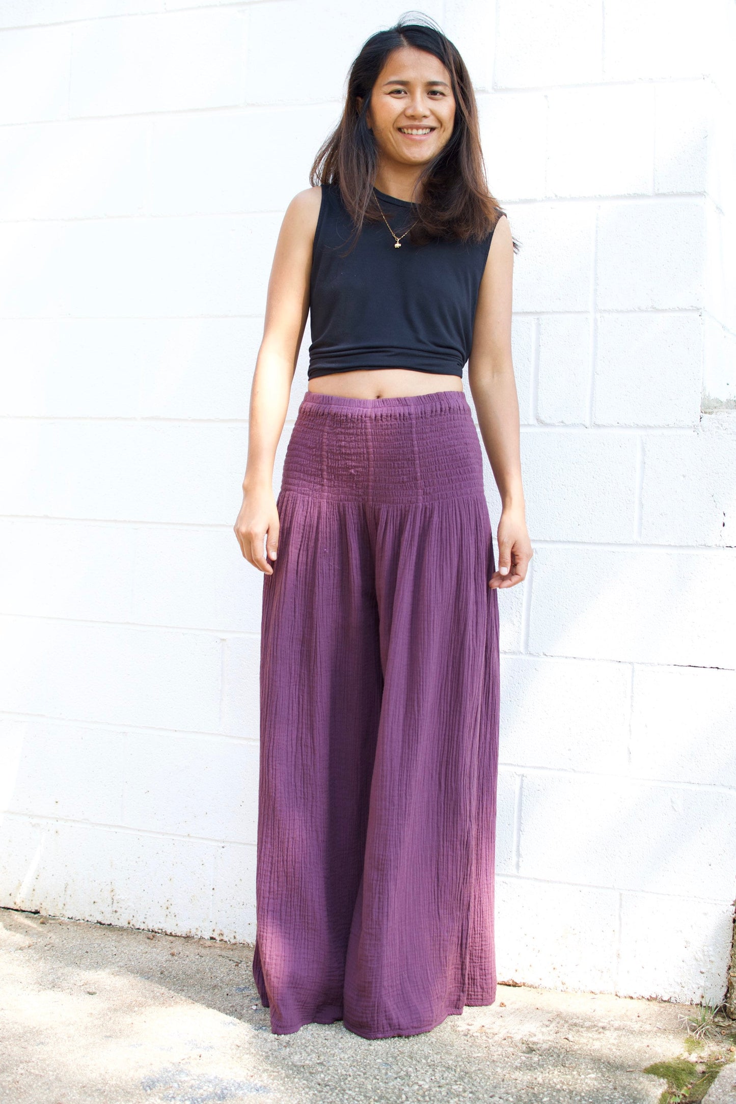 MALA handworks  41 Veda Wide Leg Pants in Eggplant