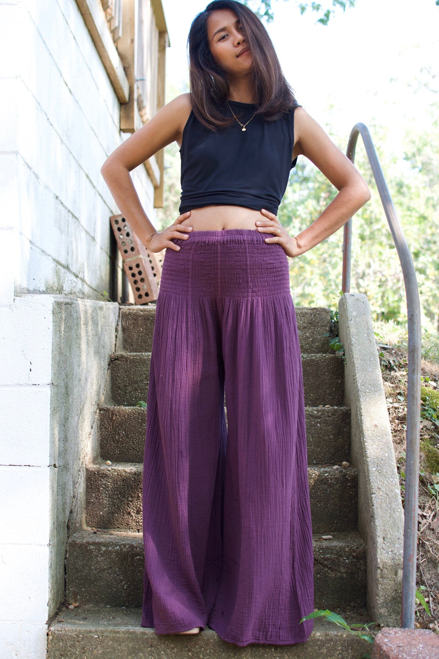 MALA handworks  41 Veda Wide Leg Pants in Eggplant