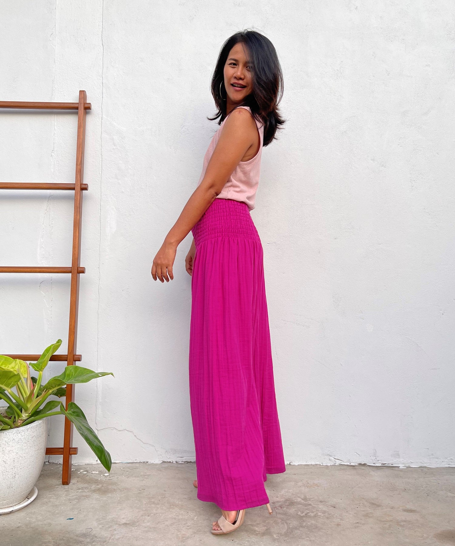 MALA handworks Veda Wide Leg Pants in Fuchsia