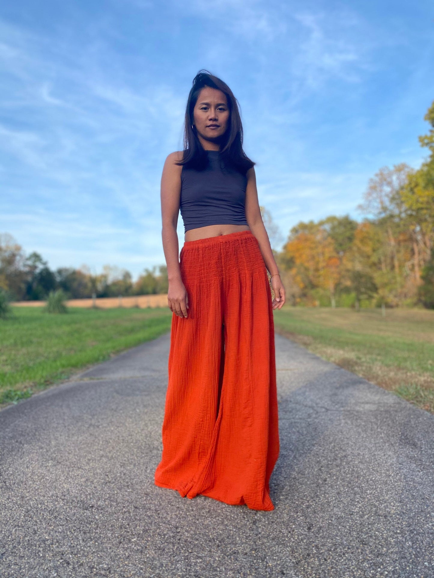 MALA handworks  Veda Wide Leg Pants in Orange