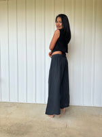 Vivian Wide-Leg Cotton Pants in Black-VV-4-Mala Handworks