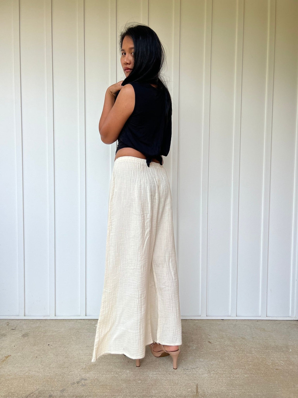 Vivian Wide-Leg Cotton Pants in Cream-VV-1-Mala Handworks