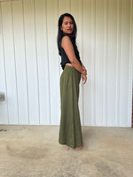 Vivian Wide-Leg Cotton Pants in Olive-VV-5-Mala Handworks