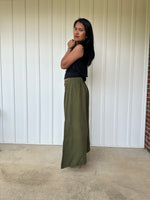 Vivian Wide-Leg Cotton Pants in Olive-VV-5-Mala Handworks