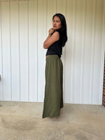 Vivian Wide-Leg Cotton Pants in Olive-VV-5-Mala Handworks