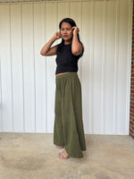 Vivian Wide-Leg Cotton Pants in Olive-VV-5-Mala Handworks