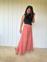 Vivian Wide-Leg Cotton Pants in Salmon-VV-2-Mala Handworks