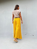 Vivian Wide-Leg Cotton Pants in Turmeric-VV-11-Mala Handworks