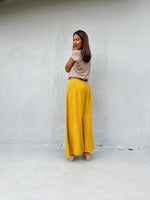 Vivian Wide-Leg Cotton Pants in Turmeric-VV-11-Mala Handworks