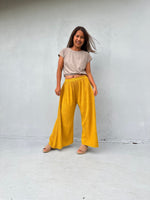Vivian Wide-Leg Cotton Pants in Turmeric-VV-11-Mala Handworks