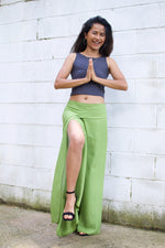 MALA handworks  Willow Slit Leg Pants in Lime Green