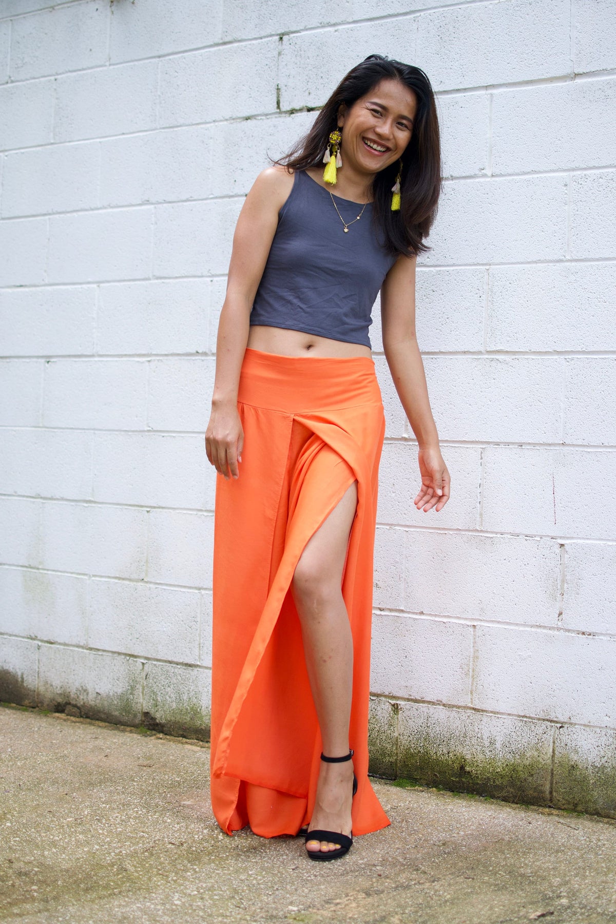 MALA handworks  Willow Slit Leg Pants in Orange