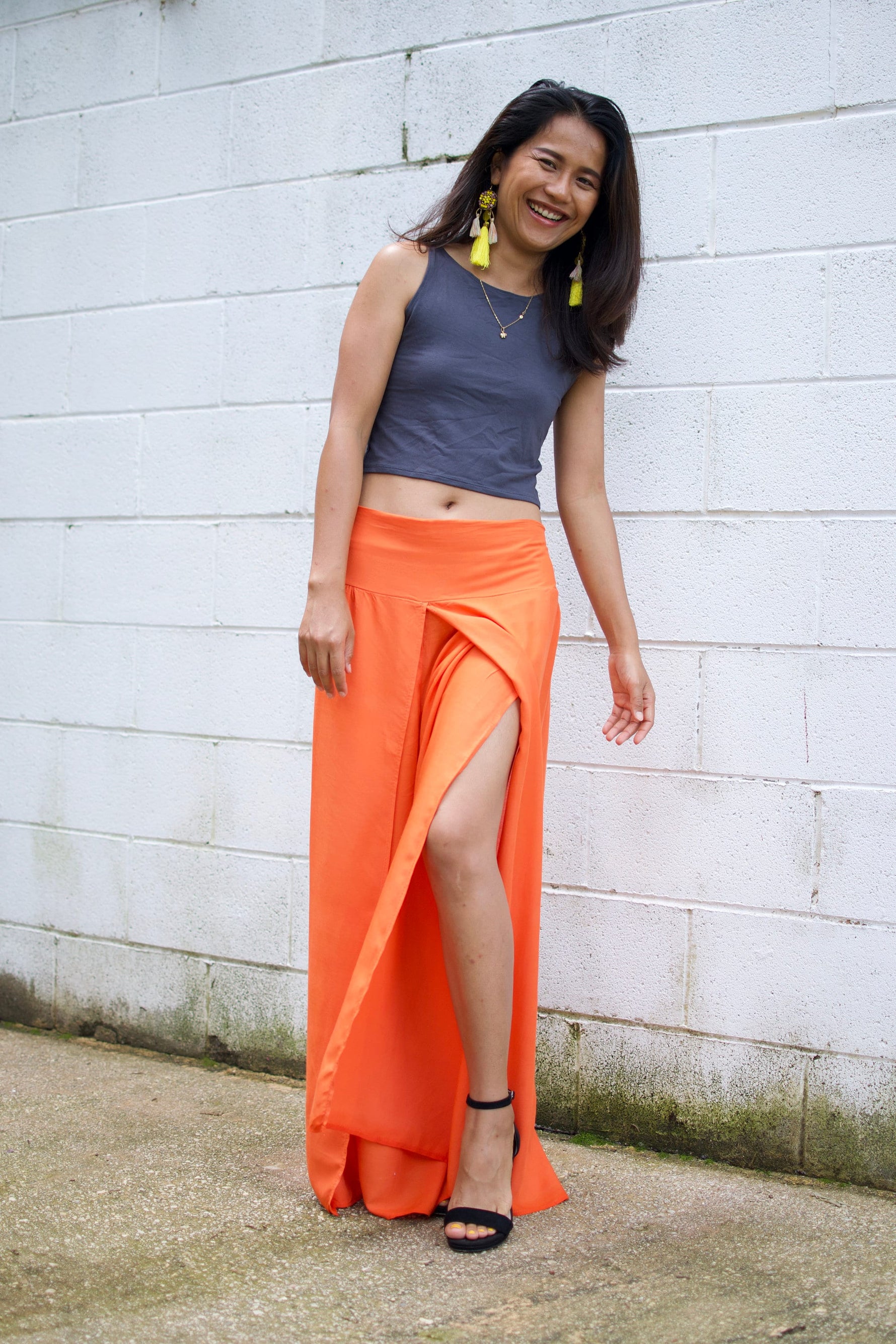 MALA handworks  Willow Slit Leg Pants in Orange