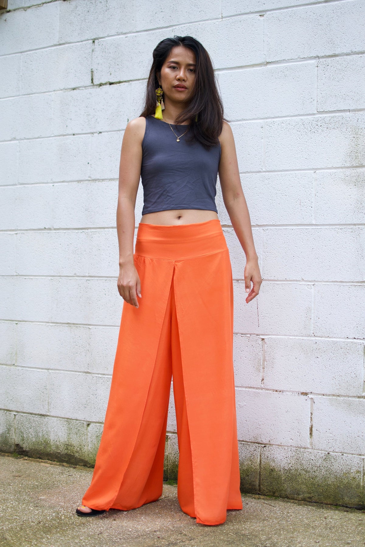 MALA handworks  Willow Slit Leg Pants in Orange