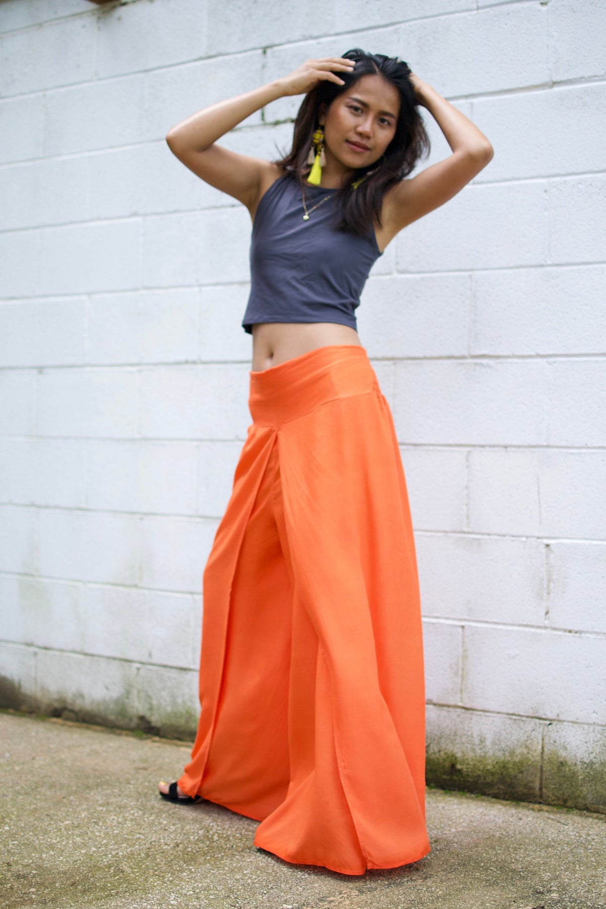 MALA handworks  Willow Slit Leg Pants in Orange