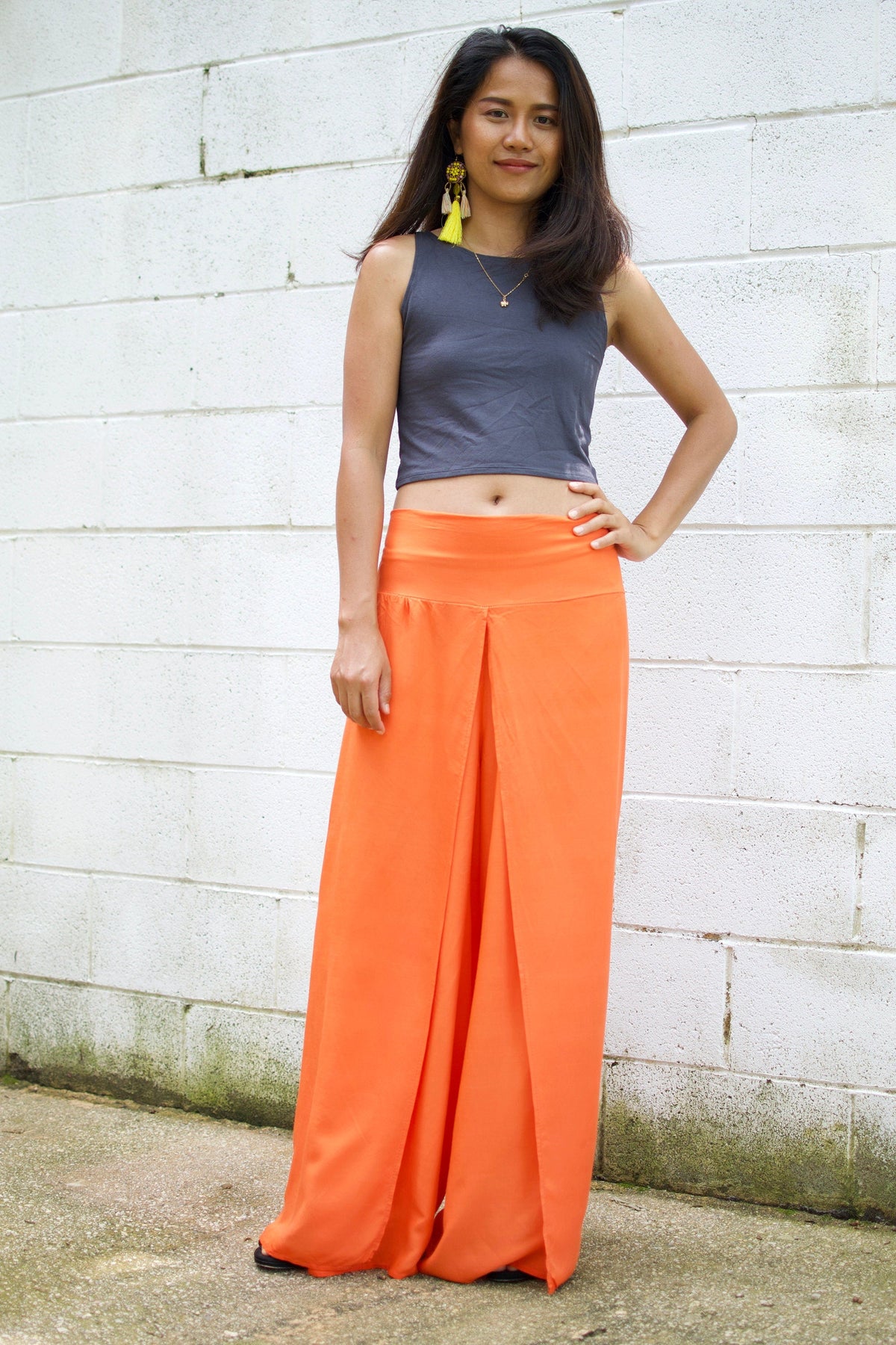 MALA handworks  Willow Slit Leg Pants in Orange