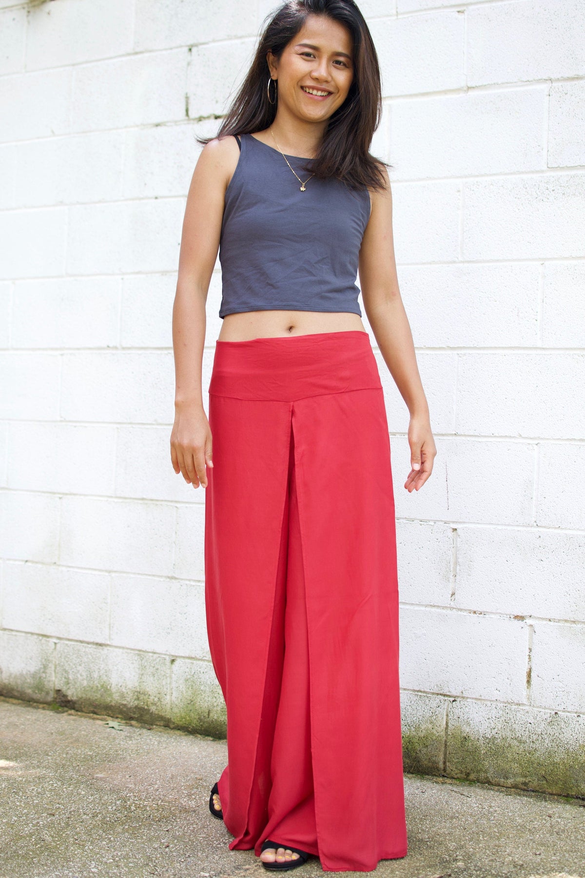 MALA handworks  Willow Slit Leg Pants in Red