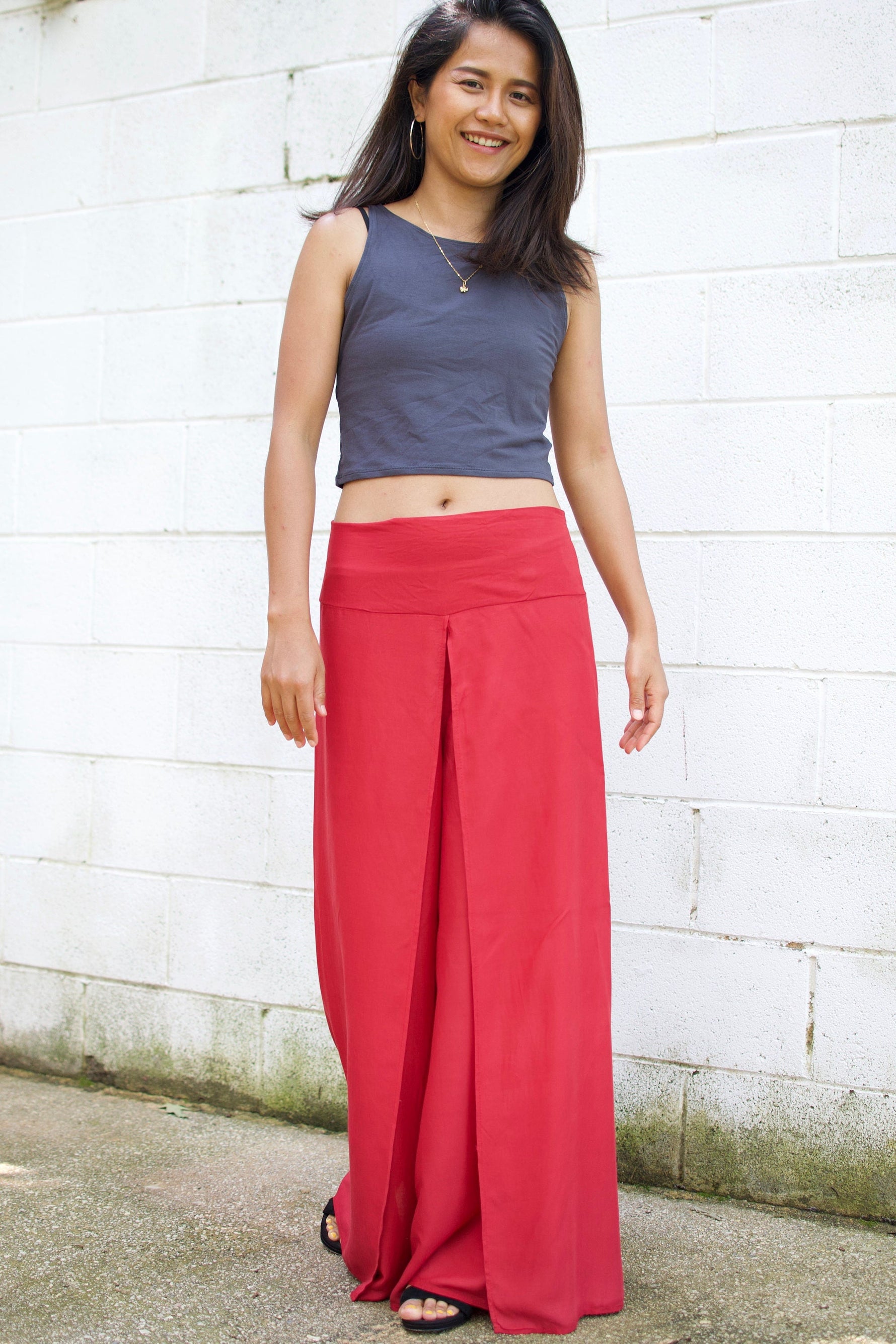 MALA handworks  Willow Slit Leg Pants in Red