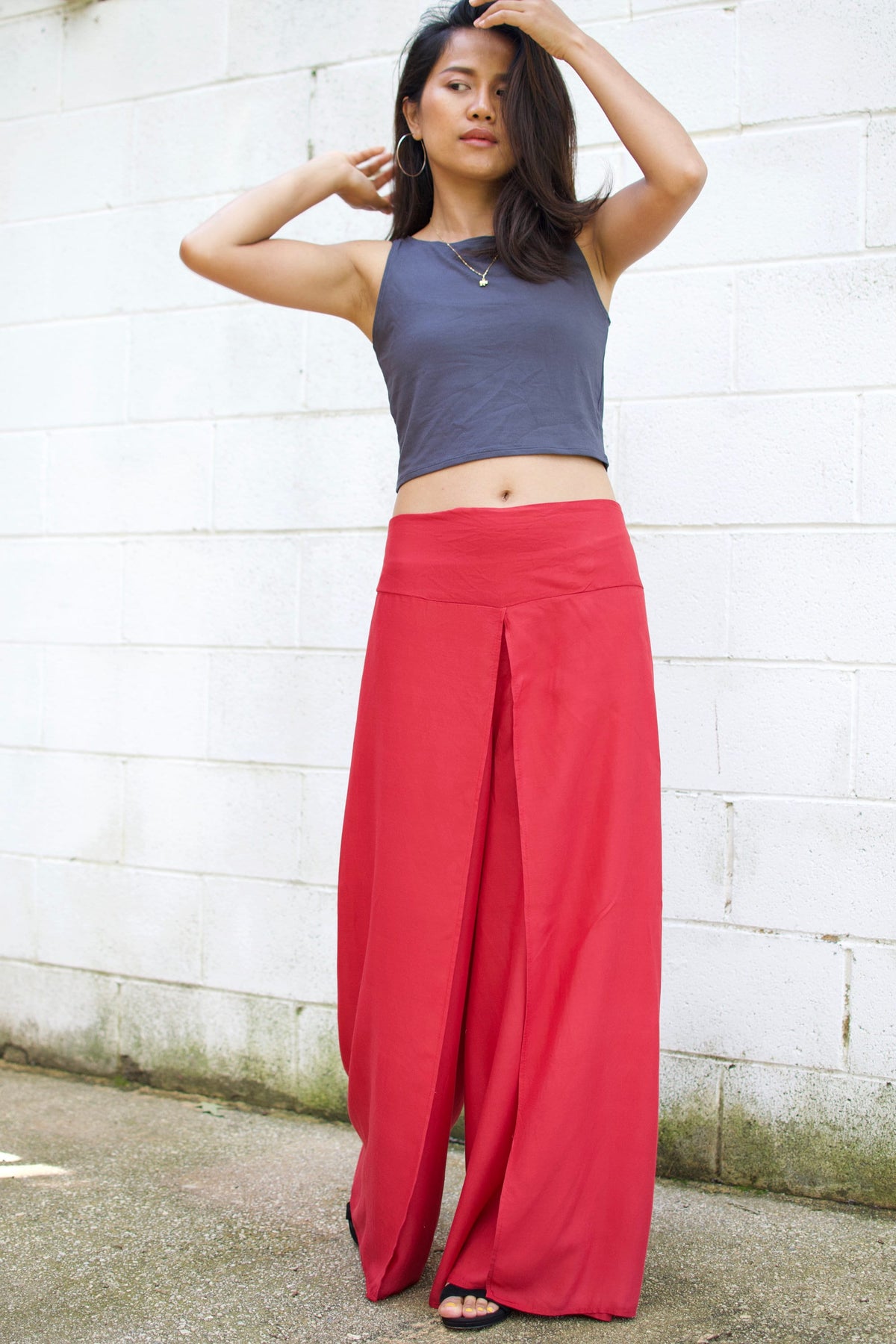 MALA handworks  Willow Slit Leg Pants in Red