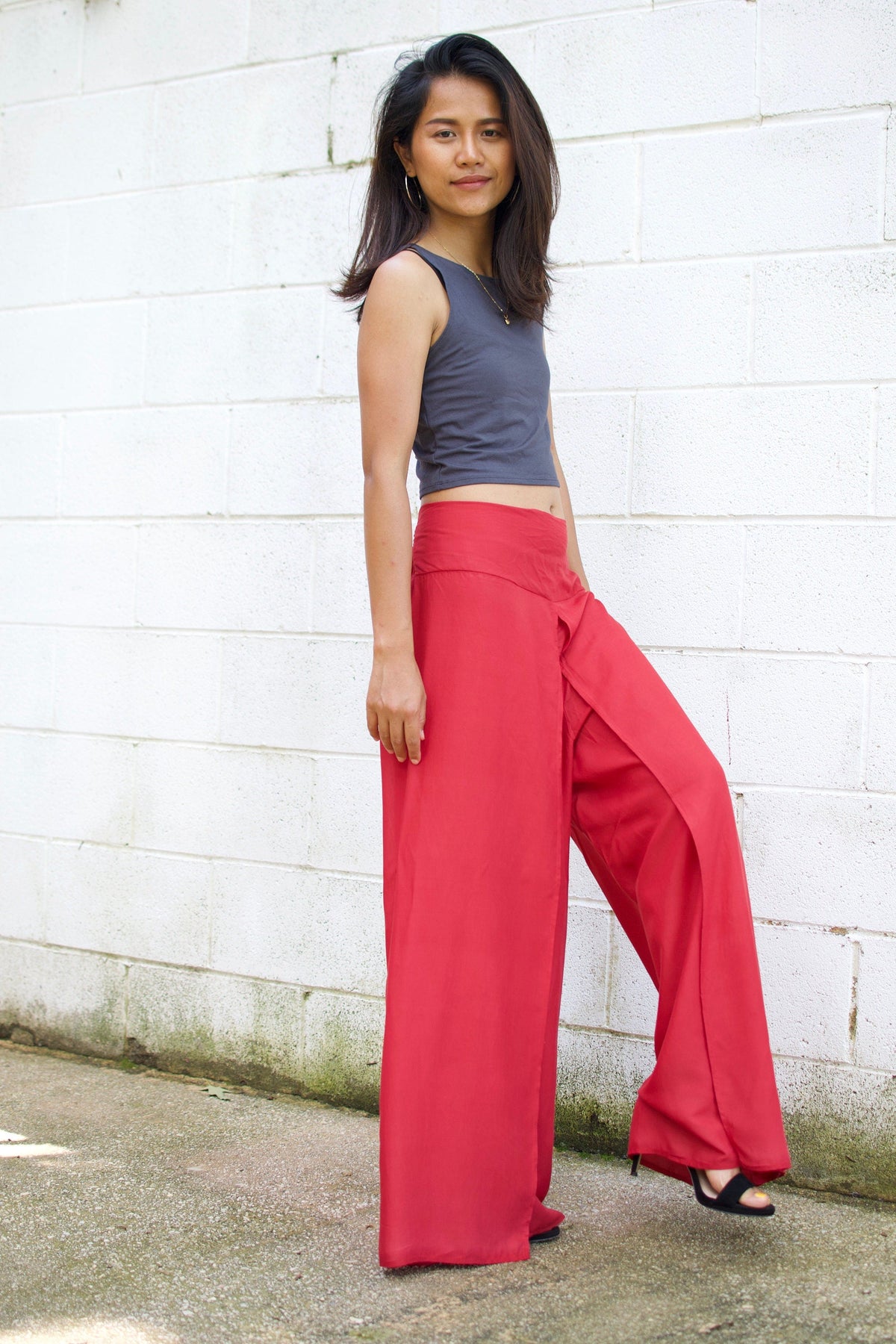 MALA handworks  Willow Slit Leg Pants in Red