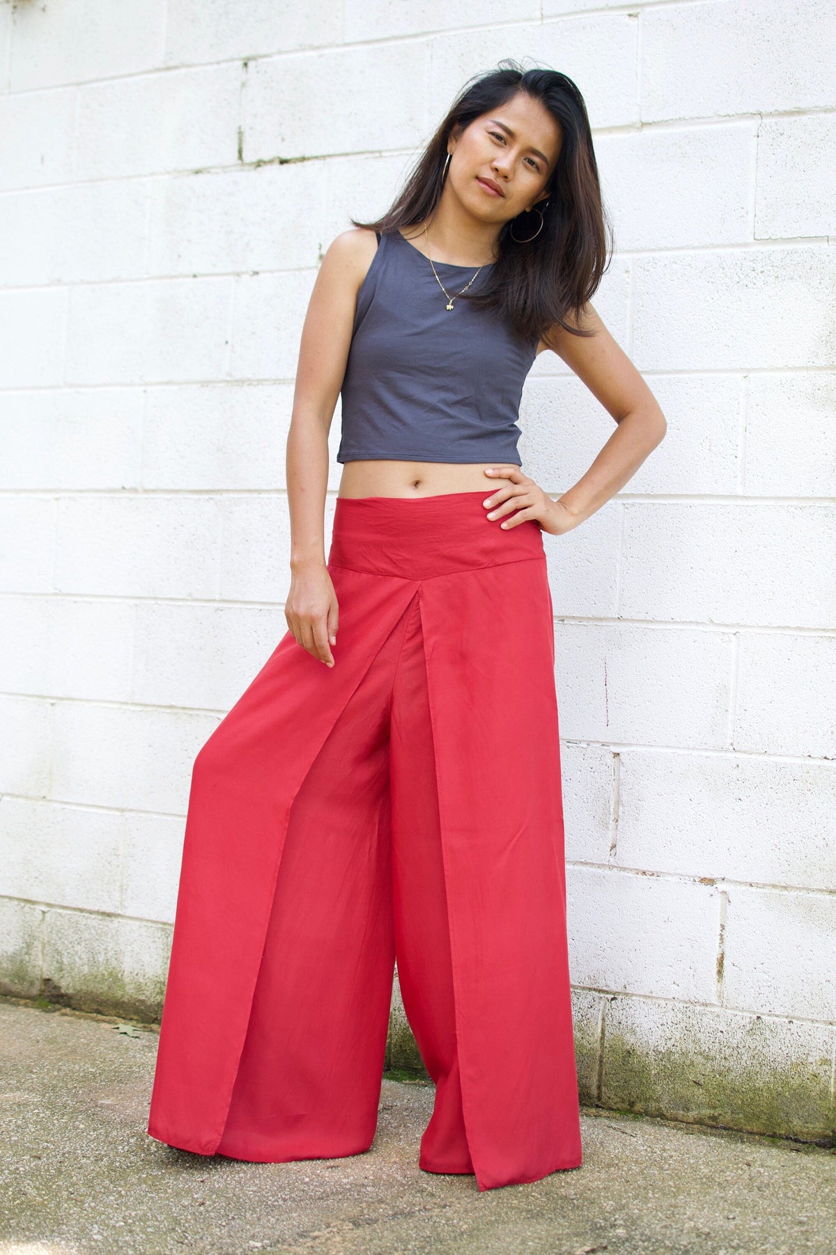 MALA handworks  Willow Slit Leg Pants in Red