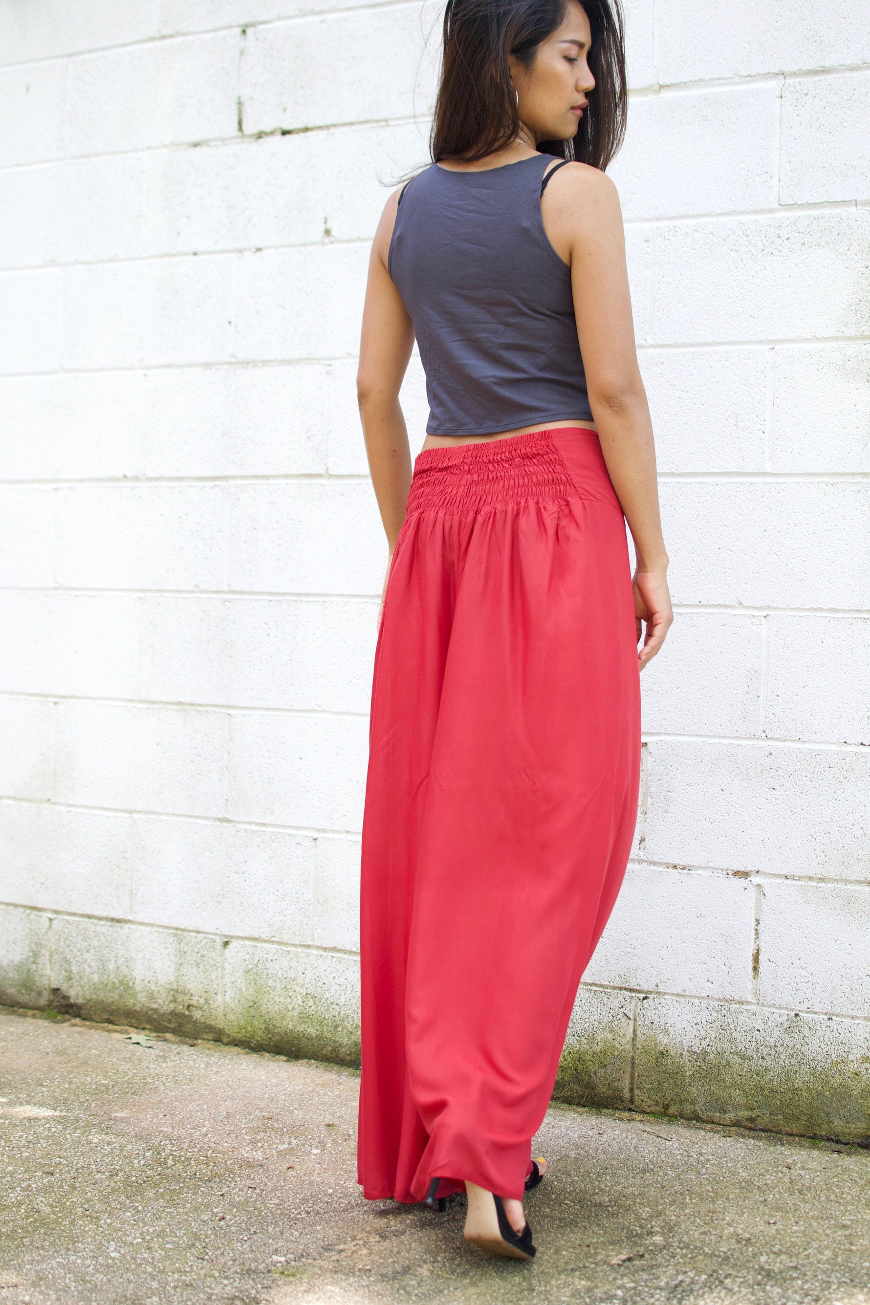 MALA handworks  Willow Slit Leg Pants in Red
